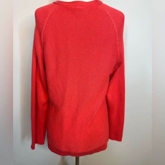 Sz S J Jill full zip front knit sweater red pockets long sleeve - Picture 5 of 8